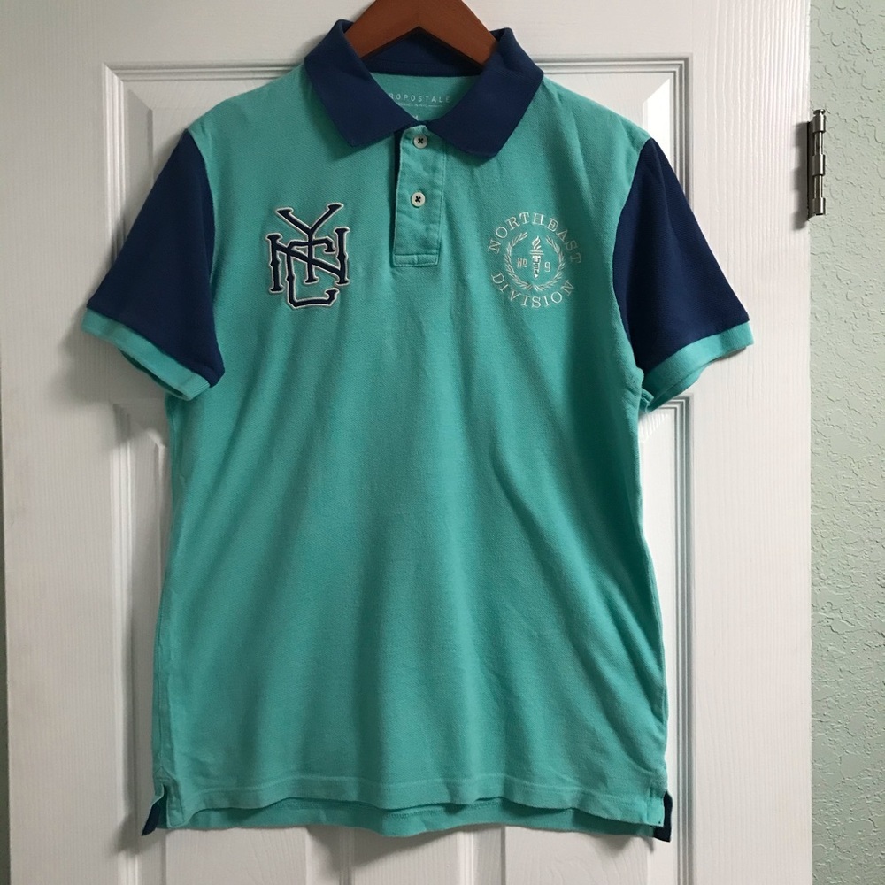 Aeropostale mens green and blue polo M gently used